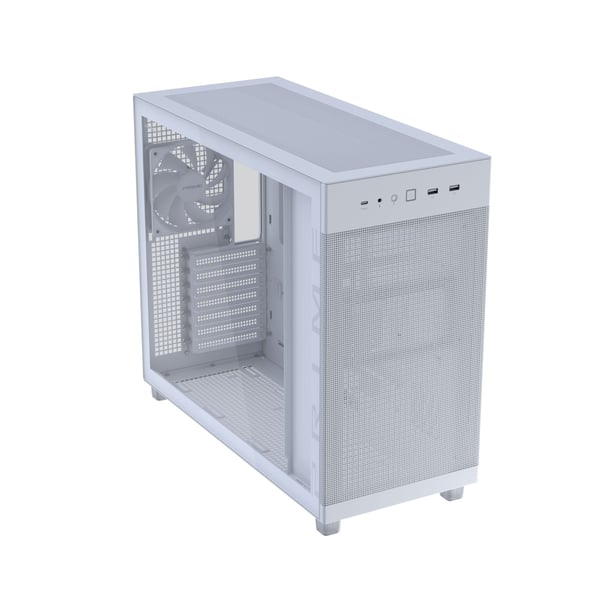 ASUS Prime AP303 - Tower - ATX - genomskinlig sidopanel (härdat glas) - ingen strömförsörjning (ATX) - vit - USB/ljud