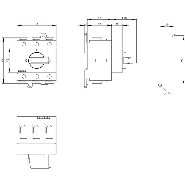 Lastfordelerkontakt Rød, Gul 3-polet 50 mm² 125 A 690 V/AC Siemens 3LD28300TK13