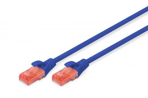 DIGITUS Professional - Koblingskabel - RJ-45 (hann) til RJ-45 (hann) - 5 m - UTP - CAT 6 - med støvel, halogenfri, formstøpt, uten hindringer - blå