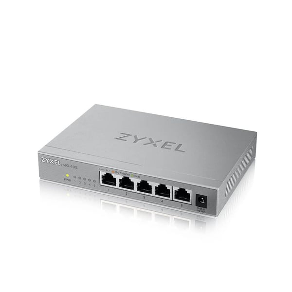 Zyxel XMG-100 Series XMG-105 - Switch - ustyrt - 5 x 100/1000/2.5G + 1 x Gigabit SFP / 10 Gigabit SFP+ - stasjonær, veggmonterbar