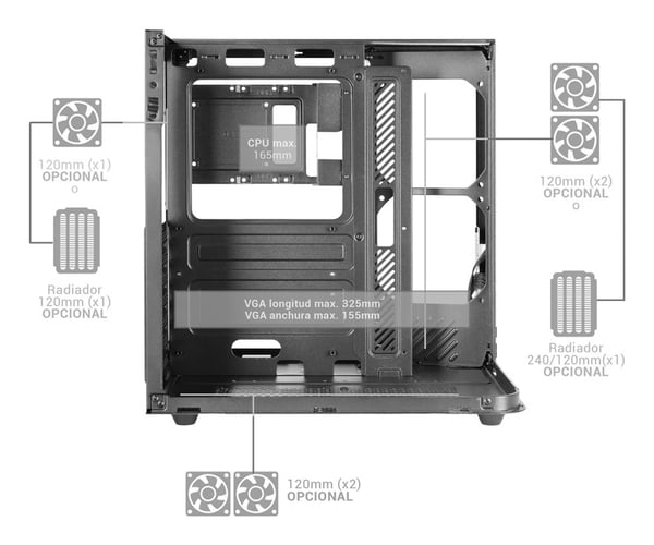 Mars Gaming MC-INFINIOLITE kabinett for ATX, micro ATX og Mini-ITX, herdet glass, svart