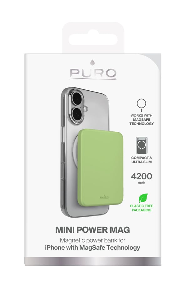 PURO Mini Power Mag, 4200 mAh, litiumpolymeeri (LiPo), langaton lataus, Limea