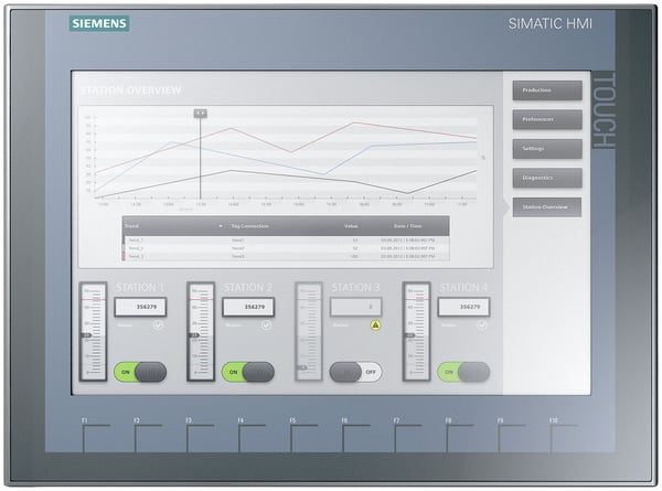 Siemens 6AV2123-2MA03-0AX0, 30,5 cm (12"), 800 x 1280 piksler, Resistive, 330 mm, 245 mm, 2,05 kg