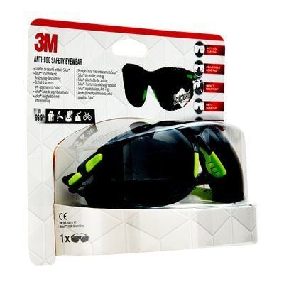 3M Solus™ 1000 suojalasit Scotchgard™ Protector, limenvihreä/musta, 1 kpl