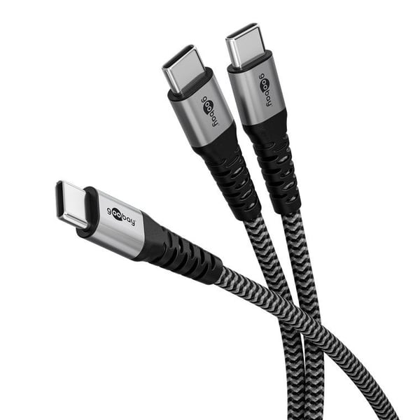 Goobay 75739, 1,5 m, USB C, 2 x USB C, 0,48 Gbit/sek, svart, grå