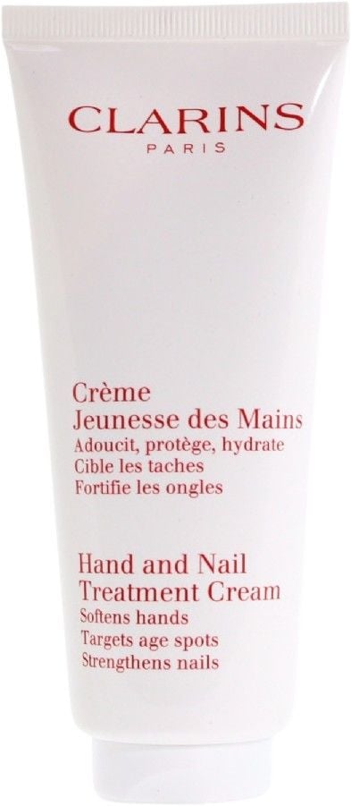 Clarins Hand & Nail Treatment Cream, Gräddvit, Unisex, Alla hudtyper, Fuktgivande, Regenererande, Mjukgörande, Stärkande, 100 ml, Rör