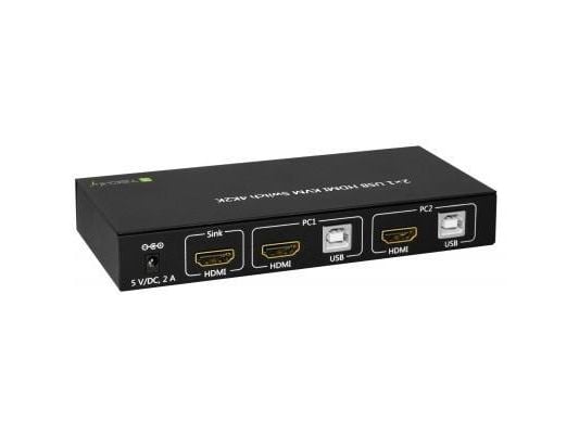 TECHly 2x1 USB HDMI KVM Switch 4Kx2K - Omkopplare för tangentbord/video/mus/ljud - 2 x KVM/ljud - 1 lokal användare - skrivbordsmodell