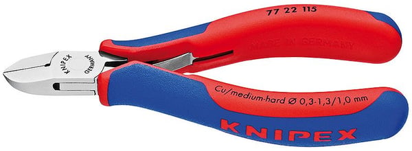 Knipex 77 22 115, Sivuleikkurit, Terästä, Muovi, Sininen, Punainen, 115 mm, 80 g