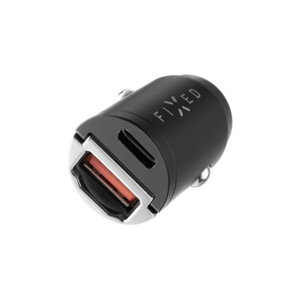 FIXED - Bilstrømadapter - 30 watt - PD 3.0, QC 3.0 - 2 utgangskontakter (USB-C, USB) - svart