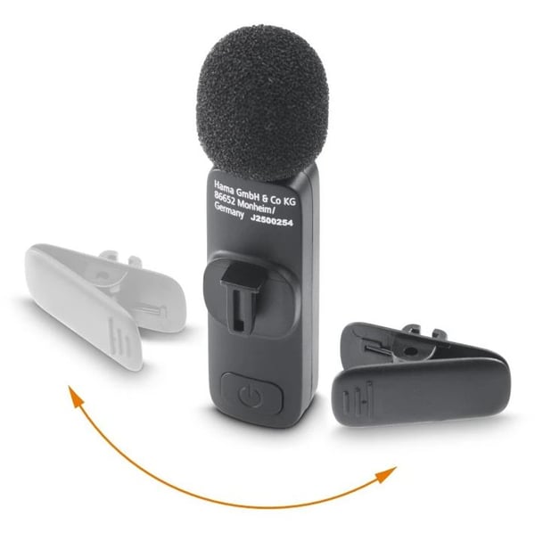 Hama Smart Wireless, Lavalier-/langaton mikrofoni, -38 dB, 80 - 16000 Hz, 2200 O, Suuntaukseton, Langaton