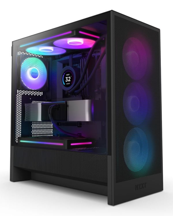 NZXT H5 Flow RGB datorchassi Midi Tower (2024) CC-H52FB-R1, härdat glas, svart