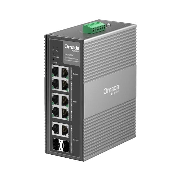TP-Link Omada IES210GPP, hanterad, Gigabit Ethernet (10/100/1000), Strömförsörjning via Ethernet (PoE) stöd, Rackmontering, DIN rail