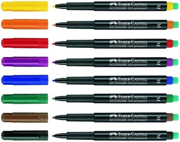 Faber-Castell MULTIMARK 1525 - Markering - permanent - 1 mm - medel - med radergummi (paket om 4)
