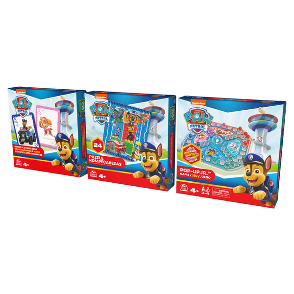 Spin Master PAW Patrol 3-spillsett, Pop-Up, jumbo-kort, 24-brikkers puslespill