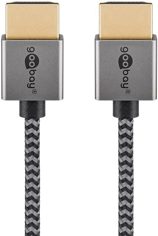 Goobay 75757, 1 m, HDMI Type A (Standard), HDMI Type A (Standard), 3D, 48 Gbit/sek, Grå