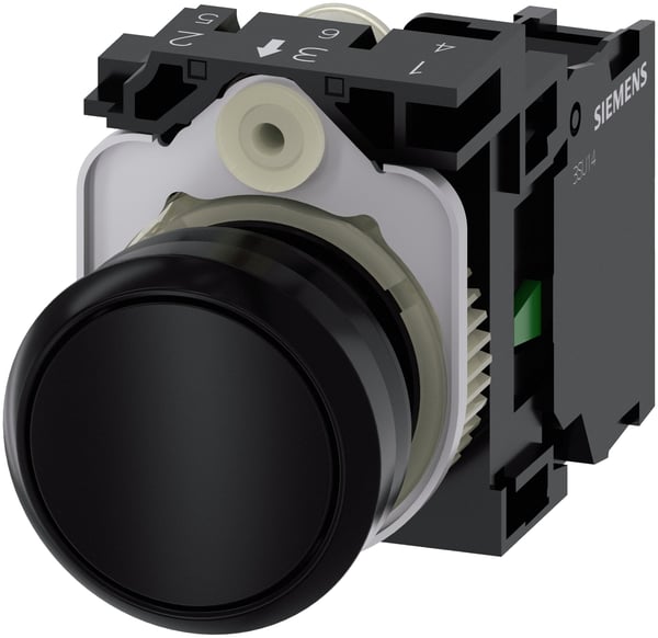 Siemens 3SU1100-0AB10-1BA0 Painike Eturengas muovinen, säätönuppi litteä Musta 1 kpl