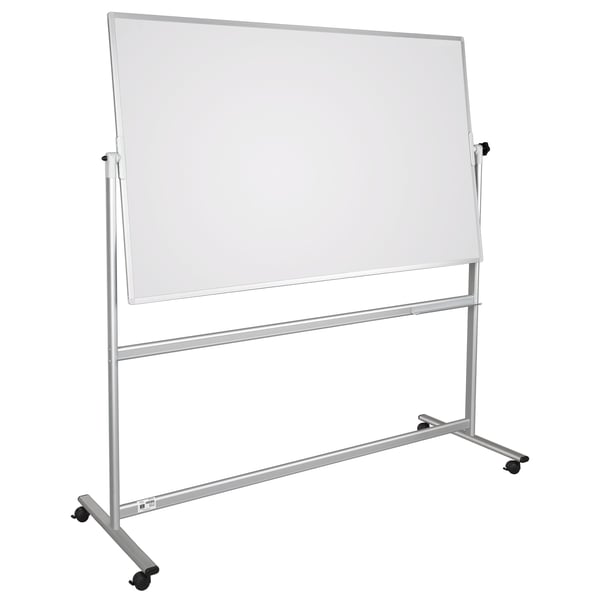 Whiteboard Mobil og vendbar 100×200 cm magnetisk med aluminiumsstel og ramme inkl. pennebakke
