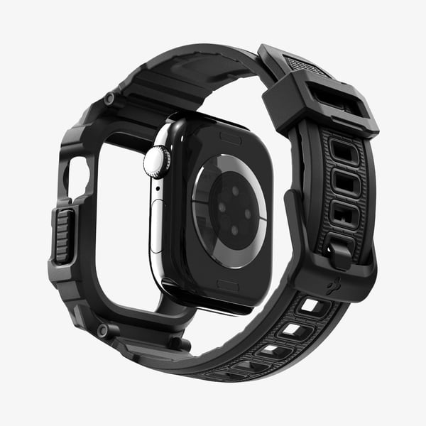 Spigen Rugged Armor Pro 2, Kotelo + hihna, Älykello, Musta, Apple, Apple Watch 10/11 (42mm), Termoplastinen polyuretaani (TPU)