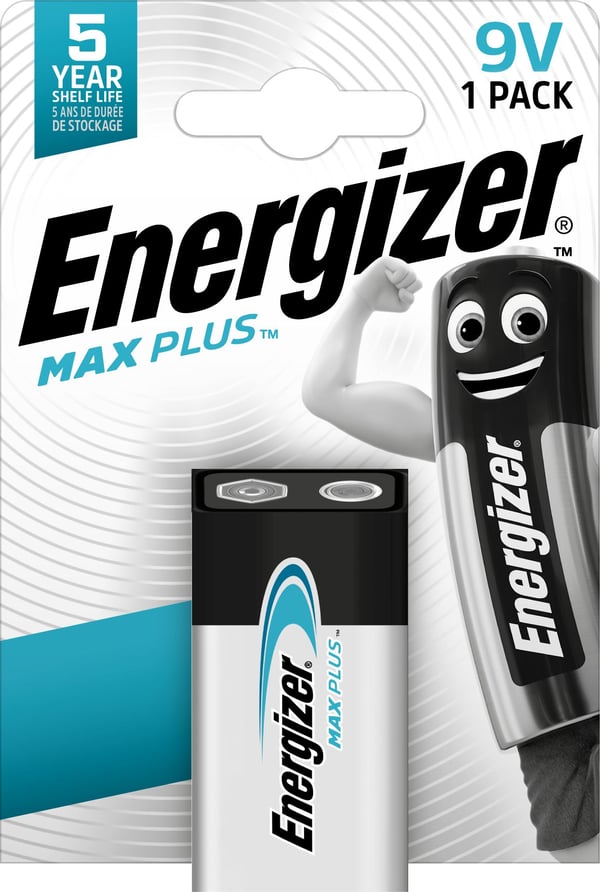 Batteri, Energizer Alkaline Max Plus, 9V, 9 V, 1 stk