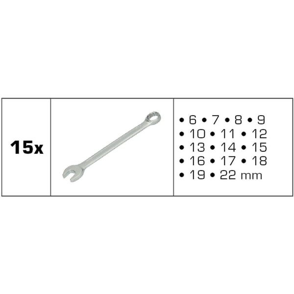 KS TOOLS Werkzeug-maschinen GmbH kombinasjonsnøkkelsett, 15 deler (BT011015)