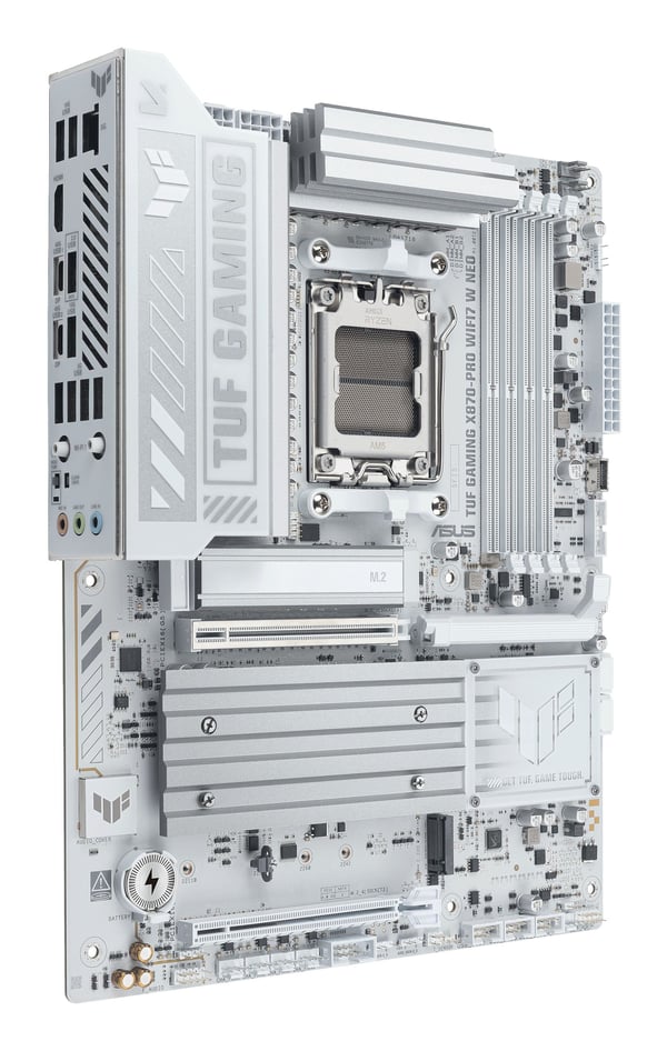 ASUS TUF GAMING X870-PRO WIFI7 W NEO moderkort, Socket AM5, ATX, DDR5, vitt