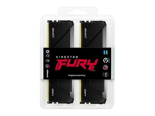 Kingston FURY Beast RGB - DDR4 - sett - 32 GB: 4 x 8 GB - DIMM 288-pin - 3200 MT/s / PC4-25600 - CL16 - 1.35 V - ikke-bufret - ikke-ECC - svart