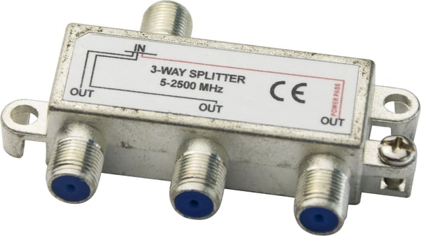 DELTACO - Linjedelare - 3-way, F-connectors, DC pass, Class A - silver