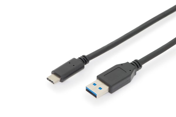 ASSMANN - USB-kabel - USB-C (hane) till USB typ A (hane) - USB 3.1 Gen2 - 3 A - 1 m - formpressad - svart