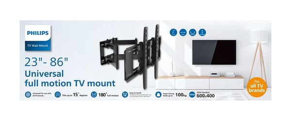 Philips SQM9640 - Monteringssats (utstående väggmontering) - för LCD-TV/välvd LCD-TV - universell - skärmstorlek: 23"-86" - väggmonterbar