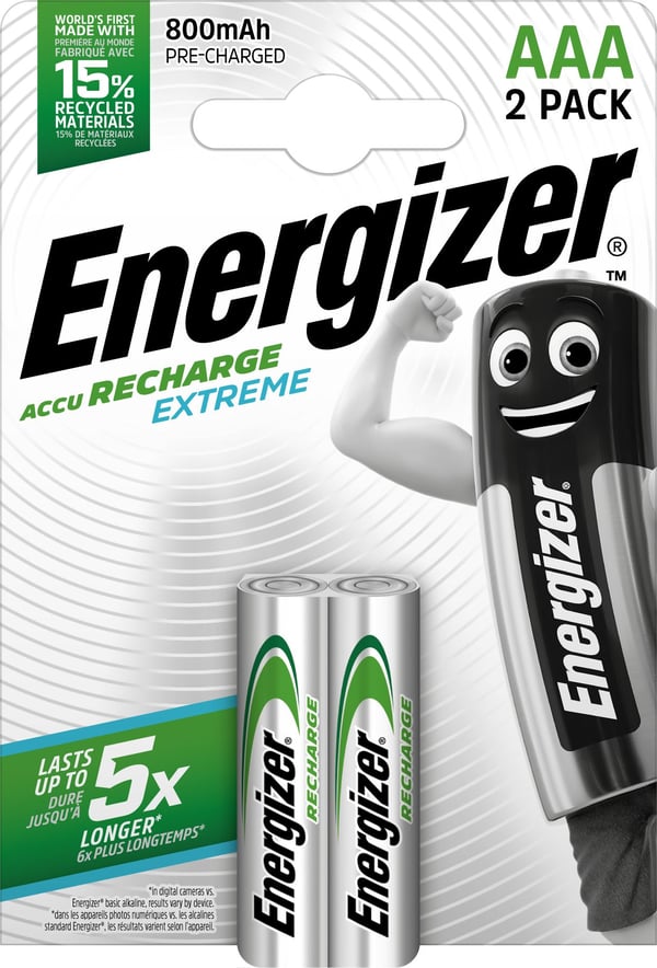 Energizer Recharge Extreme HR03 - Batteri 2 x AAA - (ladbare) - 800 mAh
