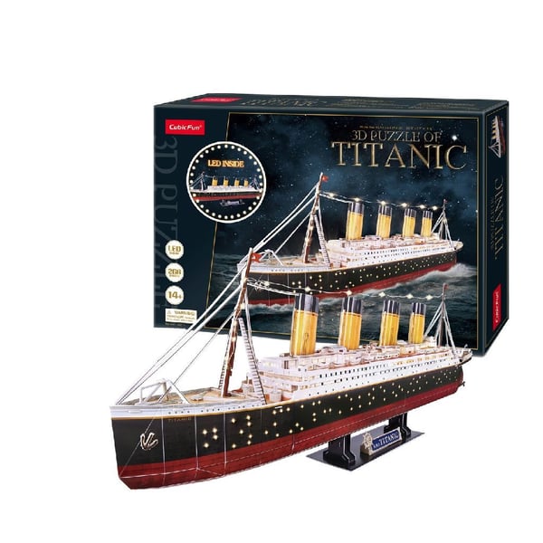 CubicFun Titanic 3D-puslespill med LED, 266 brikker