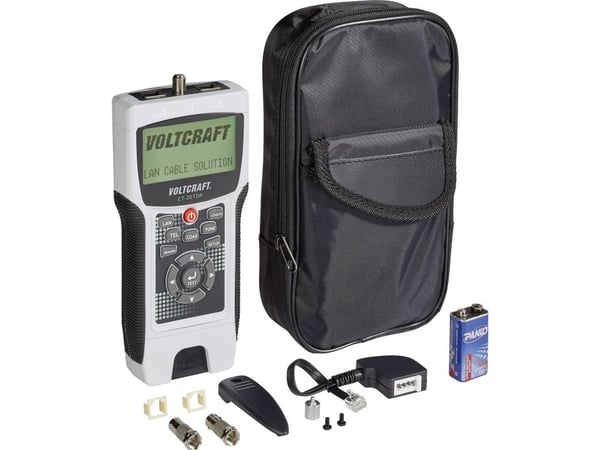 Kaapelitesteri CT-20TDR VOLTCRAFT CT-20TDR Soveltuu... Suojatut/suojaamattomat kaapelit, CAT3, CAT4, CAT5, CAT5E, CAT6, koaksiaalikaapelit