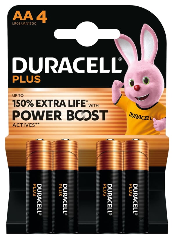 Paristo, Duracell PLUS POWER, AA-alkaliparisto - 4 kpl/pakkaus