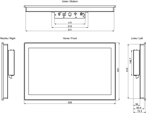Siemens 6AV7863-4MA10-2NA0, 1080 x 1920 pixlar, 331 mm, 8,66 kg, 660 mm, 550 mm, 275 mm
