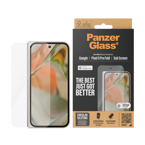 PanzerGlass - Skärmskydd för mobiltelefon - ultrabred passning - glas - för Google Pixel 9 Pro Fold