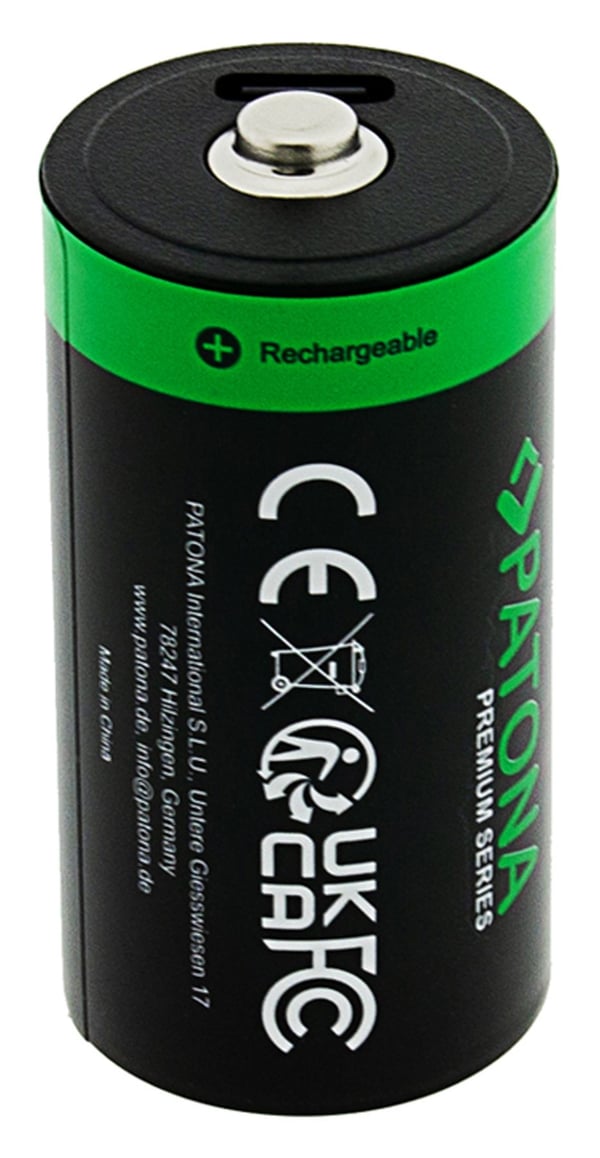 PATONA LR14, Oppladbart batteri, LR14, Lithium, 2 stykker, 550 mAh, Sort