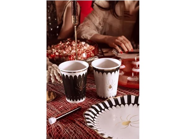PartyDeco Spider Cups, 400 ml, Paperi, Musta, Kulta, Valkoinen, FSC, 7,5 cm, 115 mm