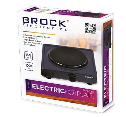 Brock Electronics EP 100 BK, Sort, Benkeplate, 1 zone(s), 1 zone(s), Rund, Elektrisk