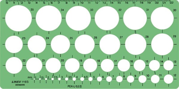 Linex Schablone 1.2 mm, Skrivbordslinjal Linex Schablone 1.2 mm, Skrivbordslinjal