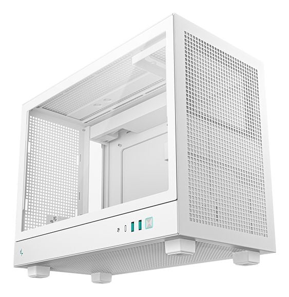 DeepCool CH160 PLUS WH SFF PC-kabinett, hvit, sidepanel i herdet glass