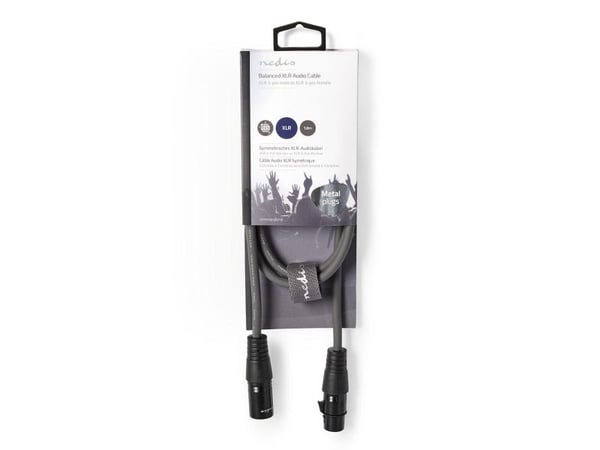 Nedis COTH15010GY10, XLR (3-pin), Hankjønn, XLR (3-pin), Hunkjønn, 1 m, Grå