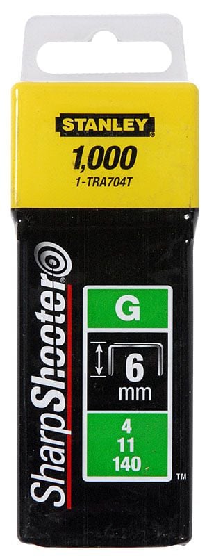 Stanley 1-TRA704-5T, Häftklammersats, 6 mm, Stål, Stål, 5000 styck