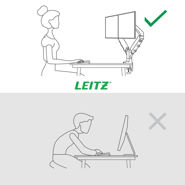 Leitz Ergo - Monteringssett (dobbeltartikuleringsarm) - for 2 LCD-skjermer - plassbesparende - stål - grå - skjermstørrelse: 17"-32" - skrivebordsm...