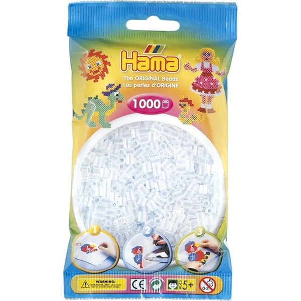 Hama Beads 207-19, Håndverkssett for barn, 5 år, PVC, gjennomsiktig, 1000 stk