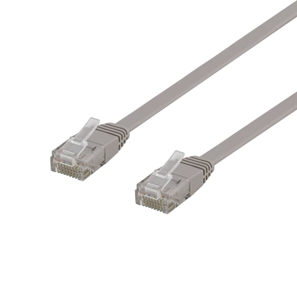 DELTACO - Koblingskabel - RJ-45 (hann) til RJ-45 (hann) - 10 m - UTP - CAT 6 - flat - grå