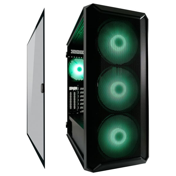 LC Power Gaming 804B - Obsession_X - Mid tower - ATX - genomskinlig sidopanel (härdat glas) - ingen strömförsörjning - svart - USB/ljud