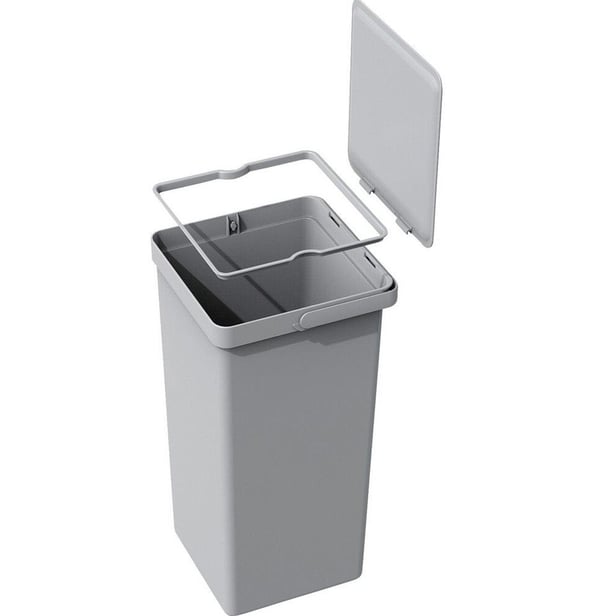 Avfallsbeholder, EKO, grå, plast/stål, 2-roms, 20+15 l, uttrekkssystem, for kildesortering