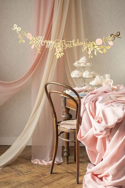 PartyDeco GRL127, Lippuviiri, Paperi, Ruusukulta, 1300 mm