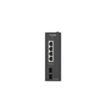 D-Link DIS 100G-06P - Switch - industriell - ikke-styrt - 4 x 10/100/1000 (PoE) + 2 x Gigabit SFP - DIN-skinnemonterbar