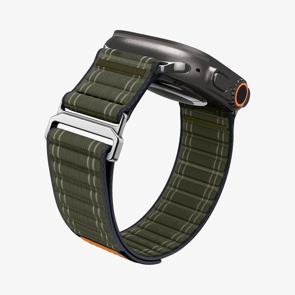 Spigen WBF0, Band, Smartklokke, Grønn, Apple, Apple Watch (44/45mm), Apple Watch 10/11 (46mm), Apple Watch Ultra (49mm), Nylon